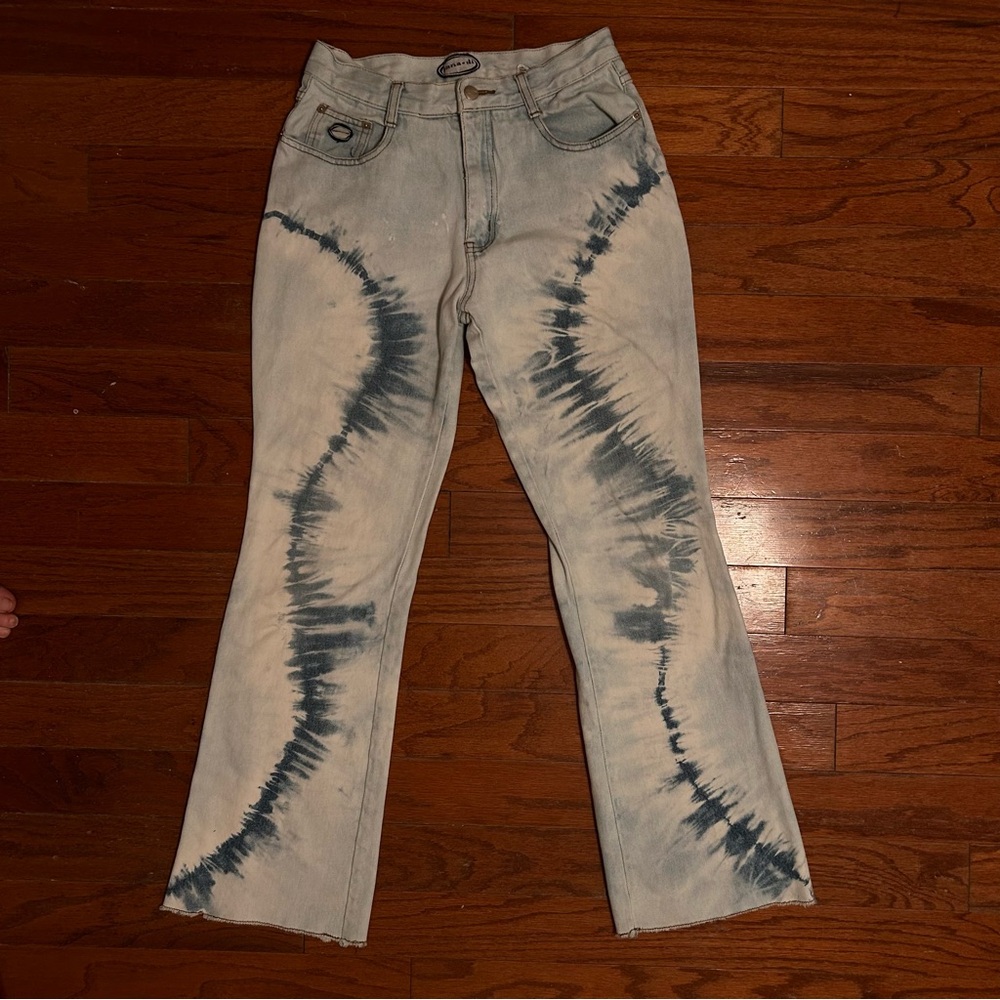 VINTAGE Zana-Di light wash tie-dye flare jeans